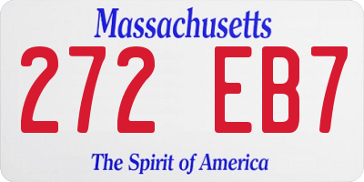 MA license plate 272EB7