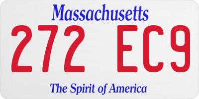MA license plate 272EC9