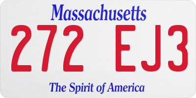 MA license plate 272EJ3