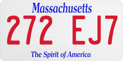 MA license plate 272EJ7