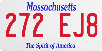 MA license plate 272EJ8