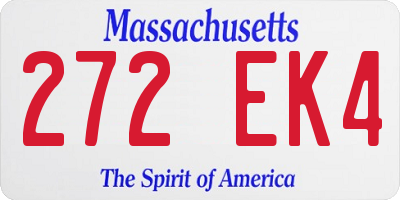 MA license plate 272EK4