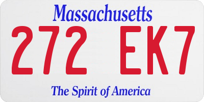 MA license plate 272EK7