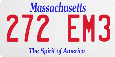 MA license plate 272EM3