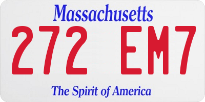 MA license plate 272EM7