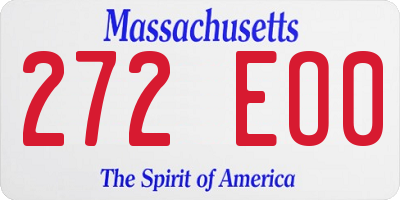 MA license plate 272EO0