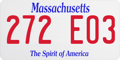 MA license plate 272EO3