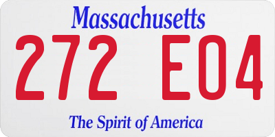 MA license plate 272EO4