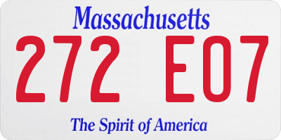 MA license plate 272EO7