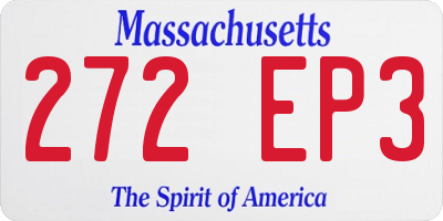 MA license plate 272EP3