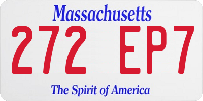 MA license plate 272EP7