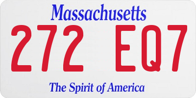 MA license plate 272EQ7