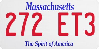 MA license plate 272ET3