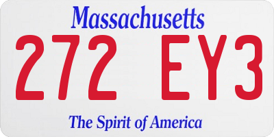 MA license plate 272EY3