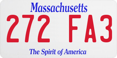 MA license plate 272FA3