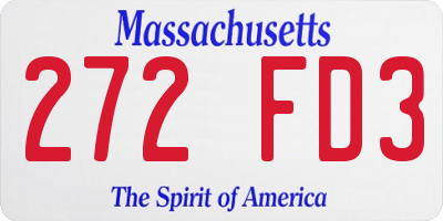 MA license plate 272FD3