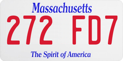 MA license plate 272FD7