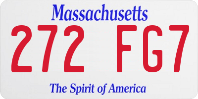 MA license plate 272FG7