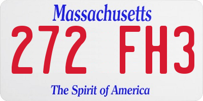 MA license plate 272FH3