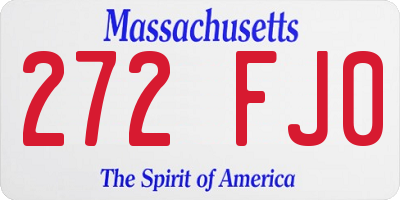 MA license plate 272FJ0