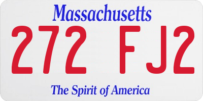 MA license plate 272FJ2