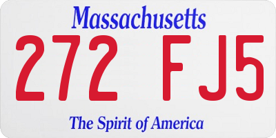 MA license plate 272FJ5