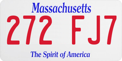 MA license plate 272FJ7