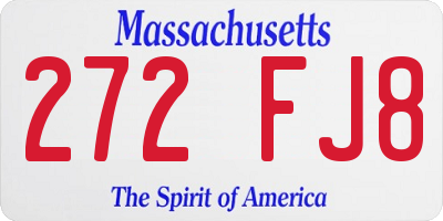 MA license plate 272FJ8