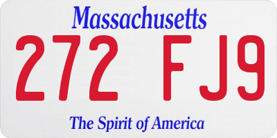 MA license plate 272FJ9