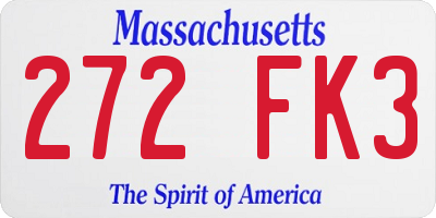 MA license plate 272FK3