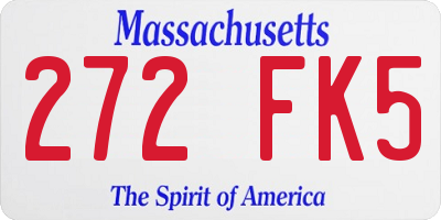 MA license plate 272FK5