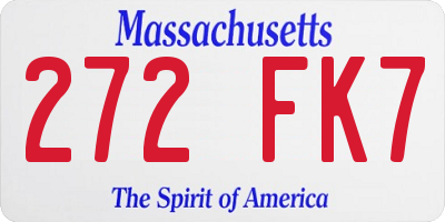 MA license plate 272FK7