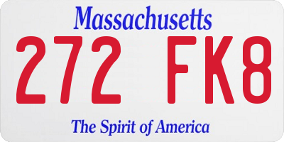 MA license plate 272FK8