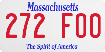 MA license plate 272FO0