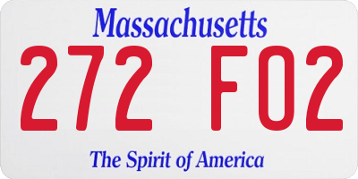 MA license plate 272FO2