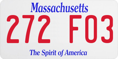 MA license plate 272FO3