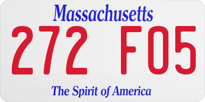 MA license plate 272FO5