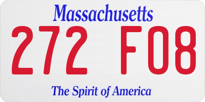 MA license plate 272FO8
