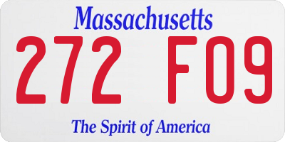 MA license plate 272FO9
