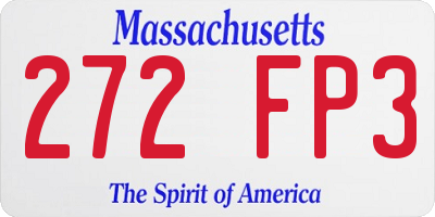 MA license plate 272FP3