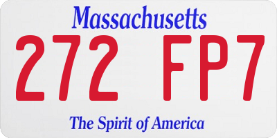MA license plate 272FP7