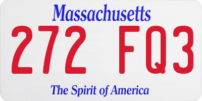 MA license plate 272FQ3