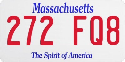 MA license plate 272FQ8