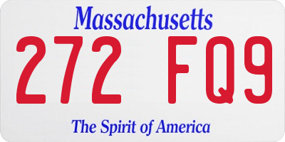 MA license plate 272FQ9