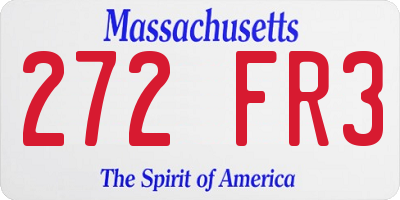 MA license plate 272FR3