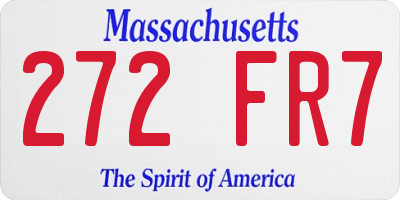 MA license plate 272FR7