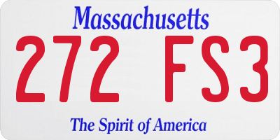 MA license plate 272FS3