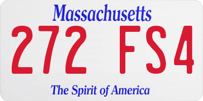 MA license plate 272FS4
