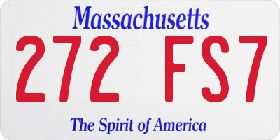 MA license plate 272FS7