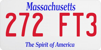 MA license plate 272FT3